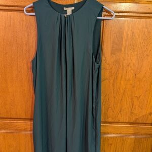 H&M Green Pleated Sheath Midi Dress